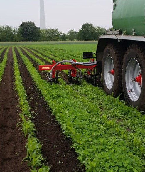 Evers Schoffelbemester voor het bemesten en schoffelen van maisland in één werkgang